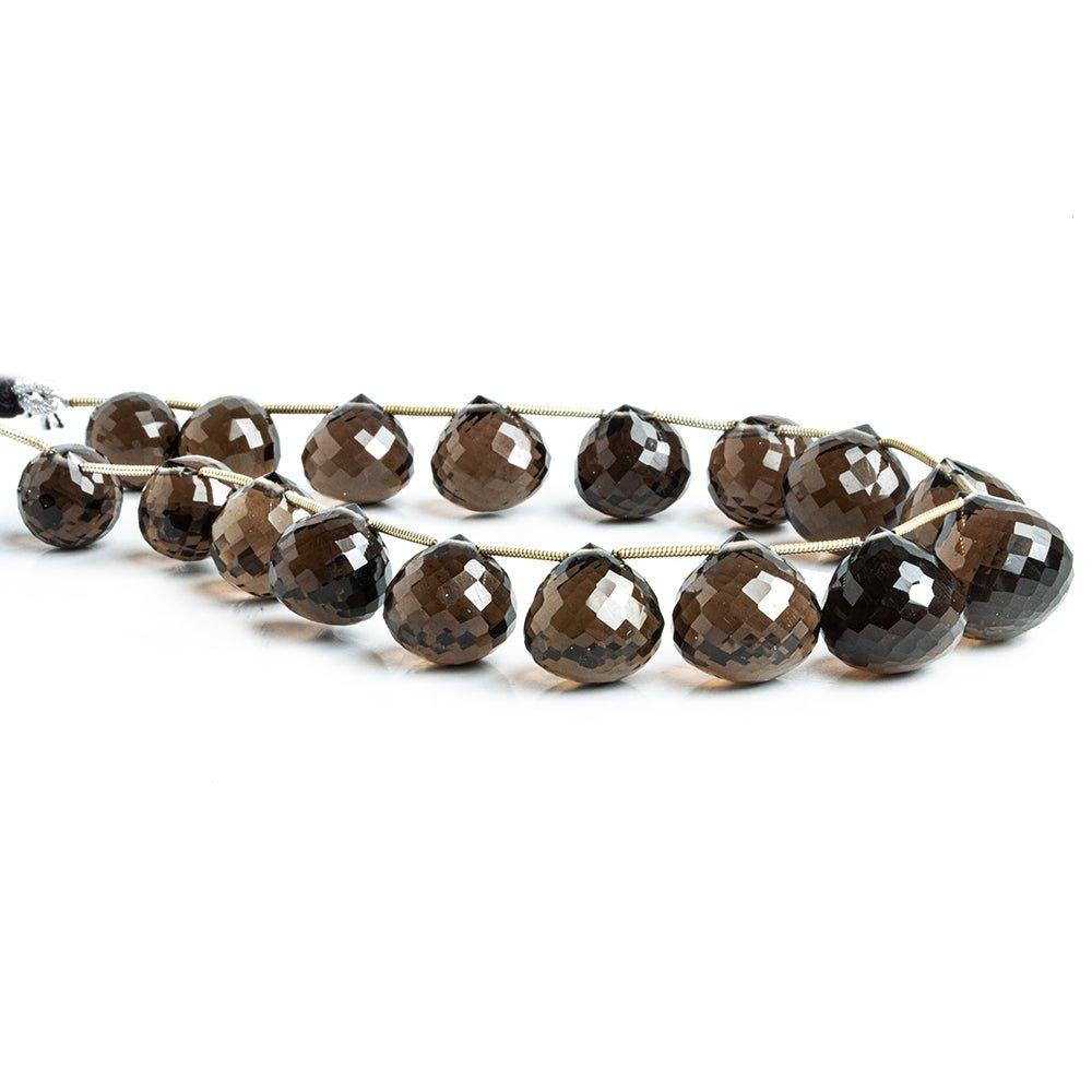 11mm-13mm Smoky Quartz Faceted Candy Kiss Beads 8 inch 15 pieces - The Bead Traders