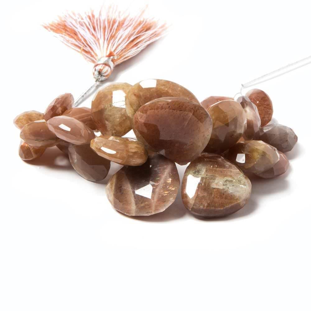11mm-21mm Sunstone Faceted Hearts Beads 5 inch 27 pieces - The Bead Traders