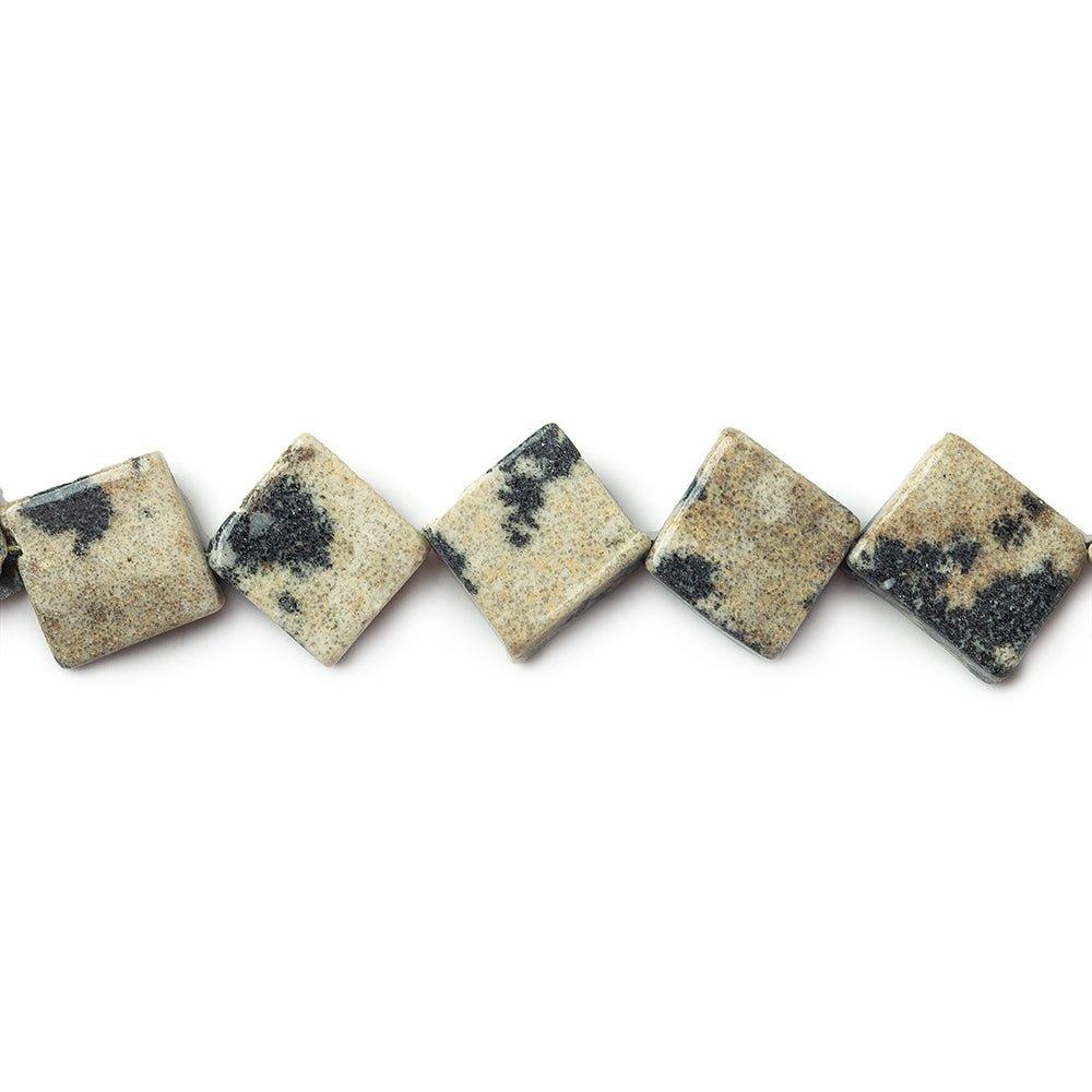 11mm Dalmatian Jasper Corner Drilled Square Beads, 14 inch - The Bead Traders
