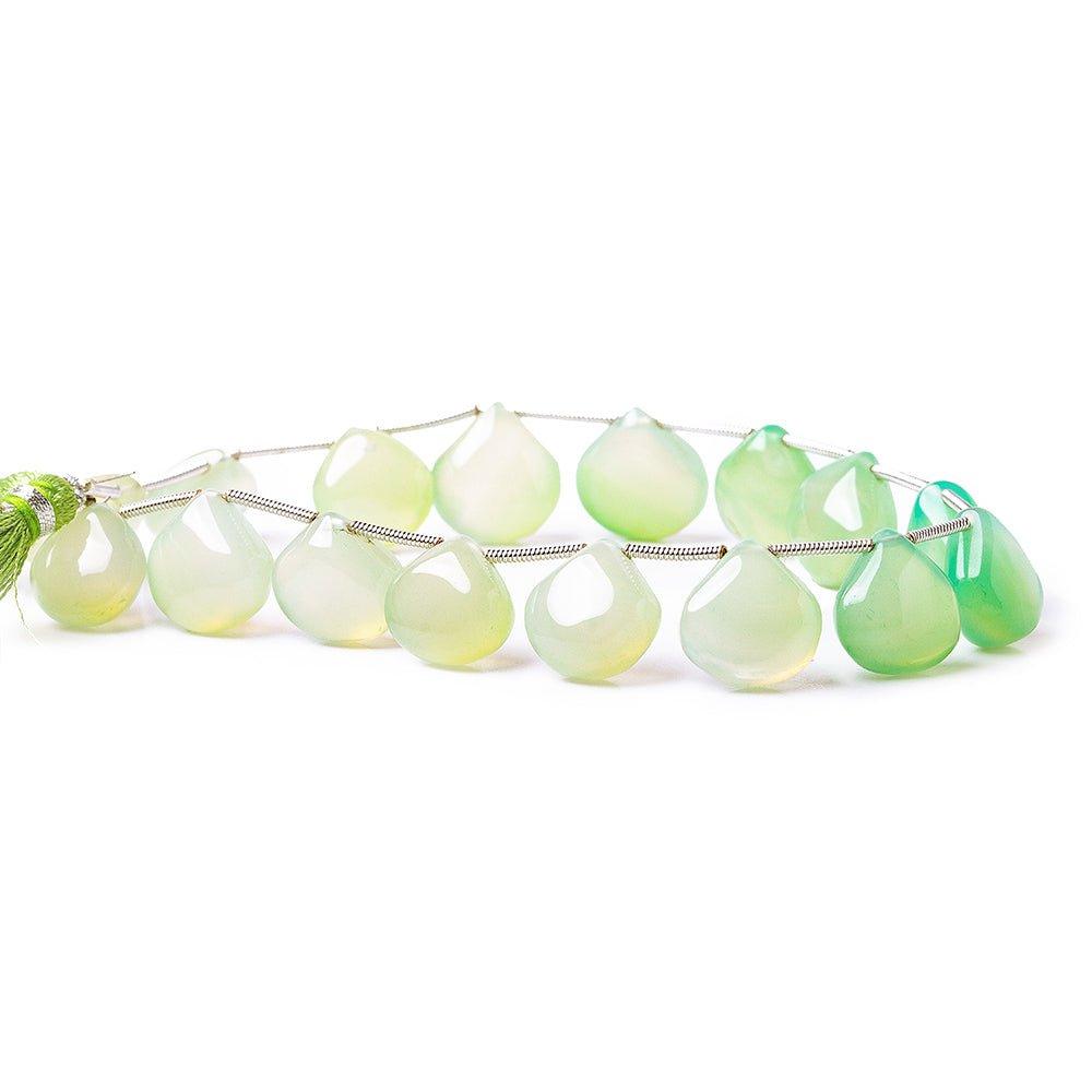 11mm Lime Green Chalcecony Plain Heart Beads 8 inch 16 beads - The Bead Traders