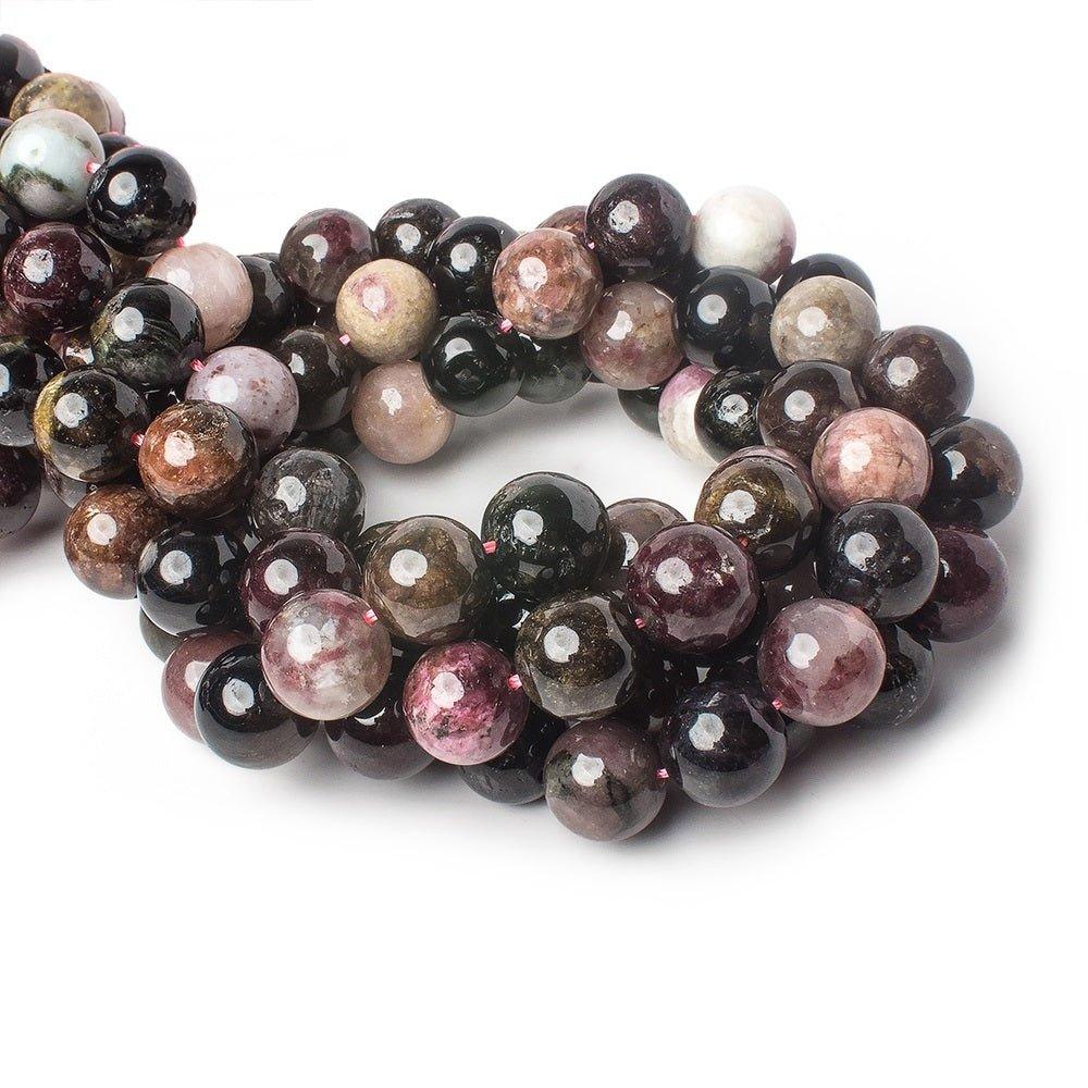 11mm Multi Color Tourmaline plain round beads 15.5 inch 35 pieces - The Bead Traders
