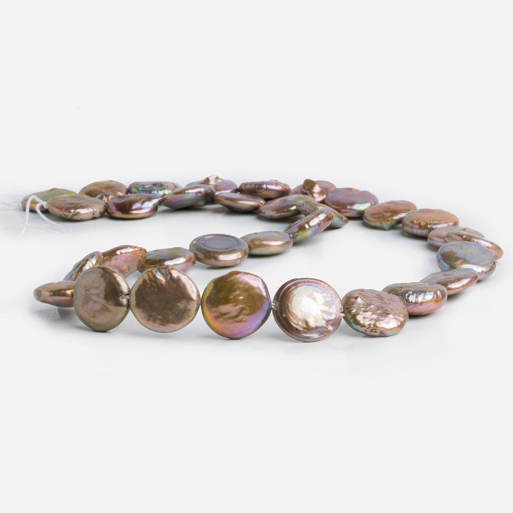 11mm Peacock Freshwater Coin Pearls 15 inch 30 pieces - The Bead Traders