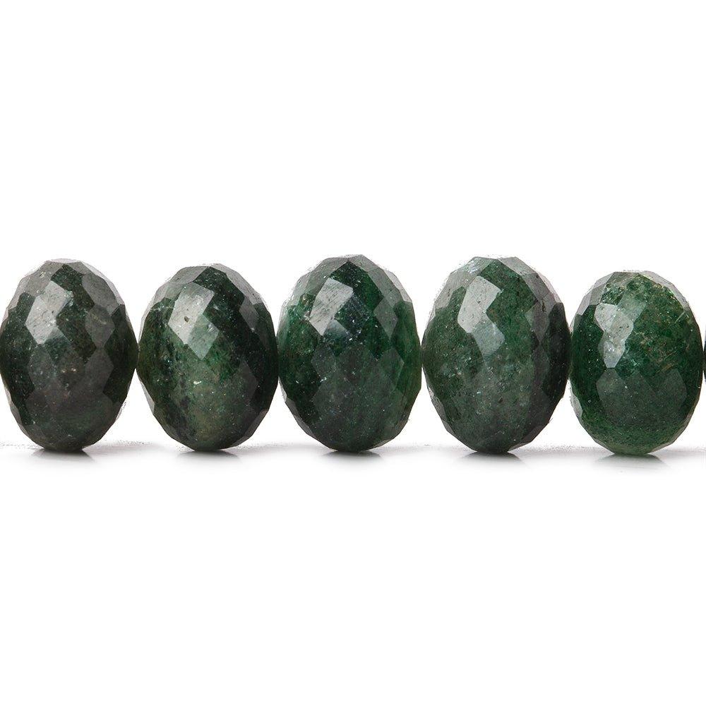 11mm Shaded Green Aventurine Faceted Rondelle Beads 7 inch 24 beads - The Bead Traders