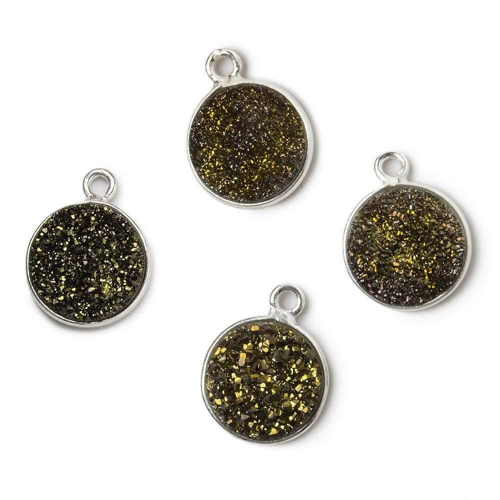 11mm Silver Bezeled Bronze Drusy Coin Pendant 1 piece - The Bead Traders