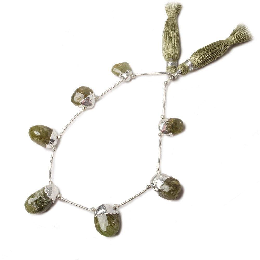 11x10-18x10mm Silver Leafed Grossular Garnet Plain Nugget Focal Beads 8 inch 7 pieces - The Bead Traders