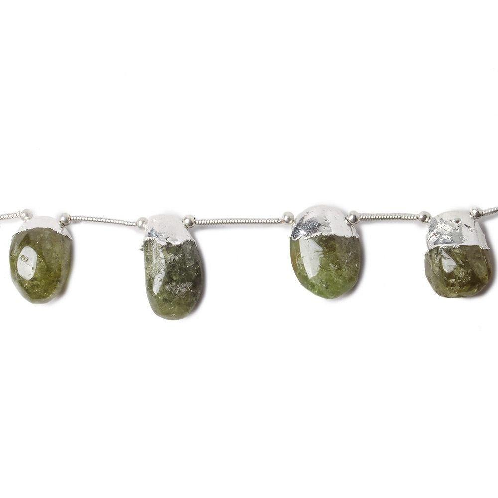 11x10-18x10mm Silver Leafed Grossular Garnet Plain Nugget Focal Beads 8 inch 7 pieces - The Bead Traders