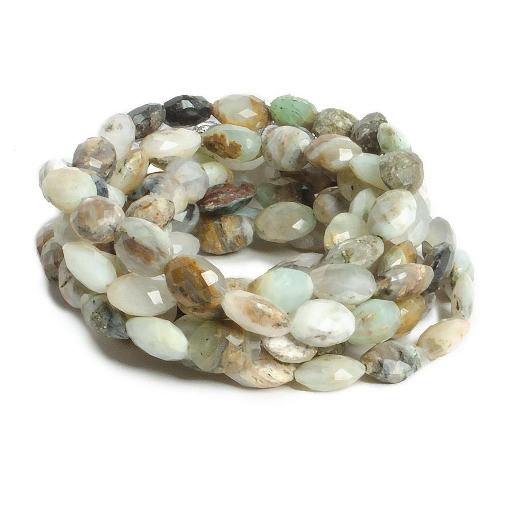 11x10mm-14x10mm Peruvian Dendritic Opal Faceted Ovals 15 inch 30 beads - The Bead Traders