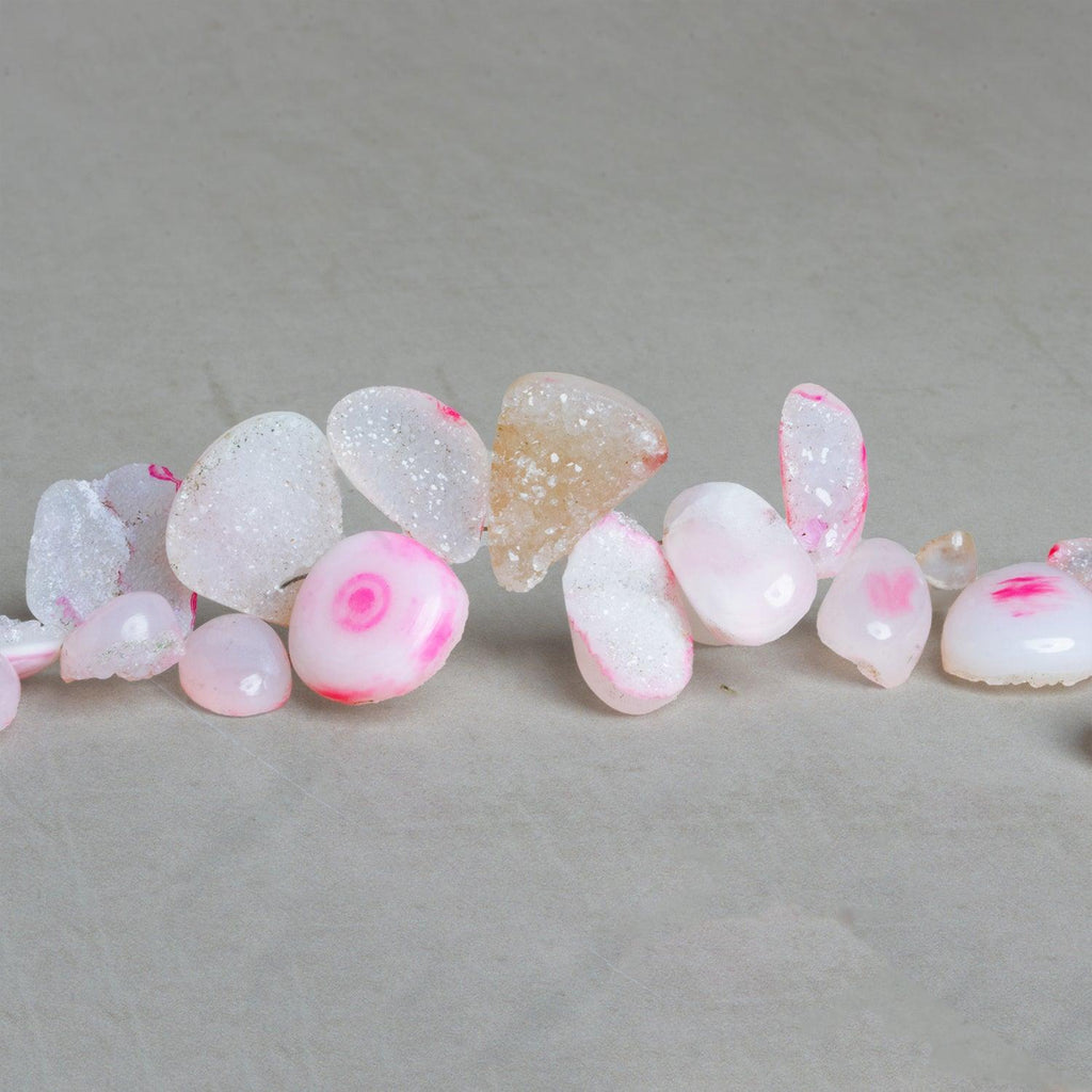 11x10mm Pink Drusy Nuggets 6 inch 29 beads - The Bead Traders