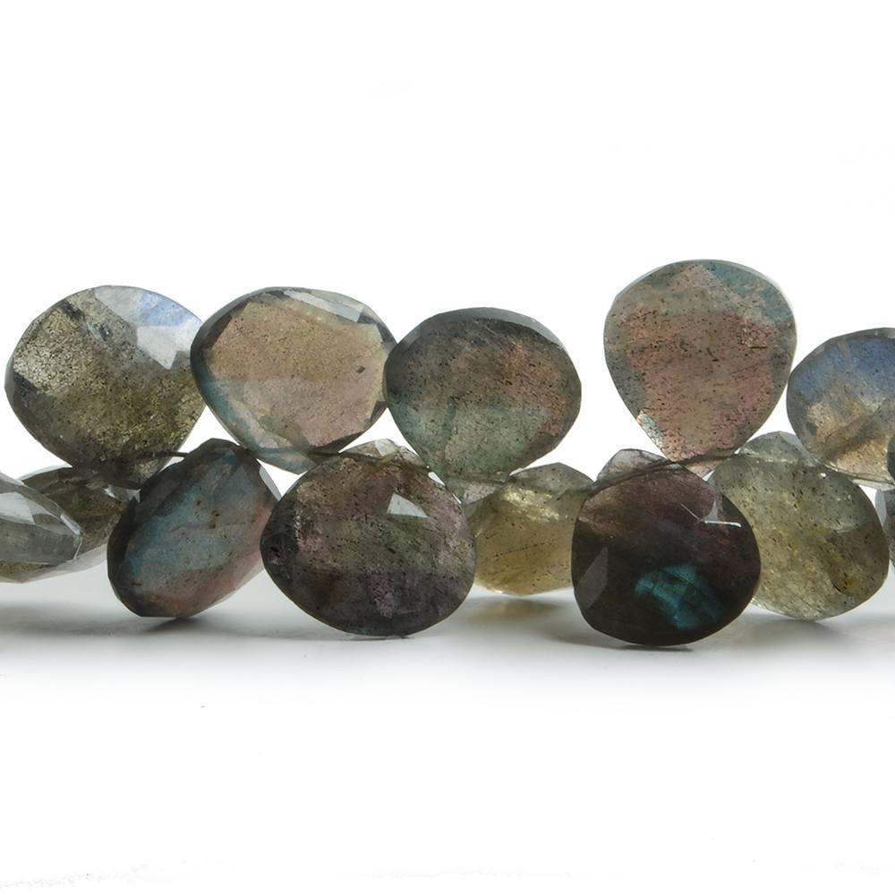 11x11-12x12mm Labradorite faceted heart beads 10 inch 51 pieces - The Bead Traders