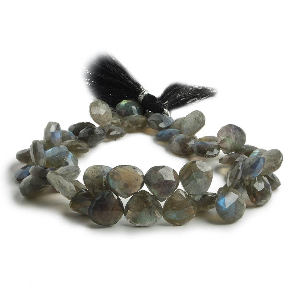 11x11-12x12mm Labradorite faceted heart beads 10 inch 51 pieces - The Bead Traders