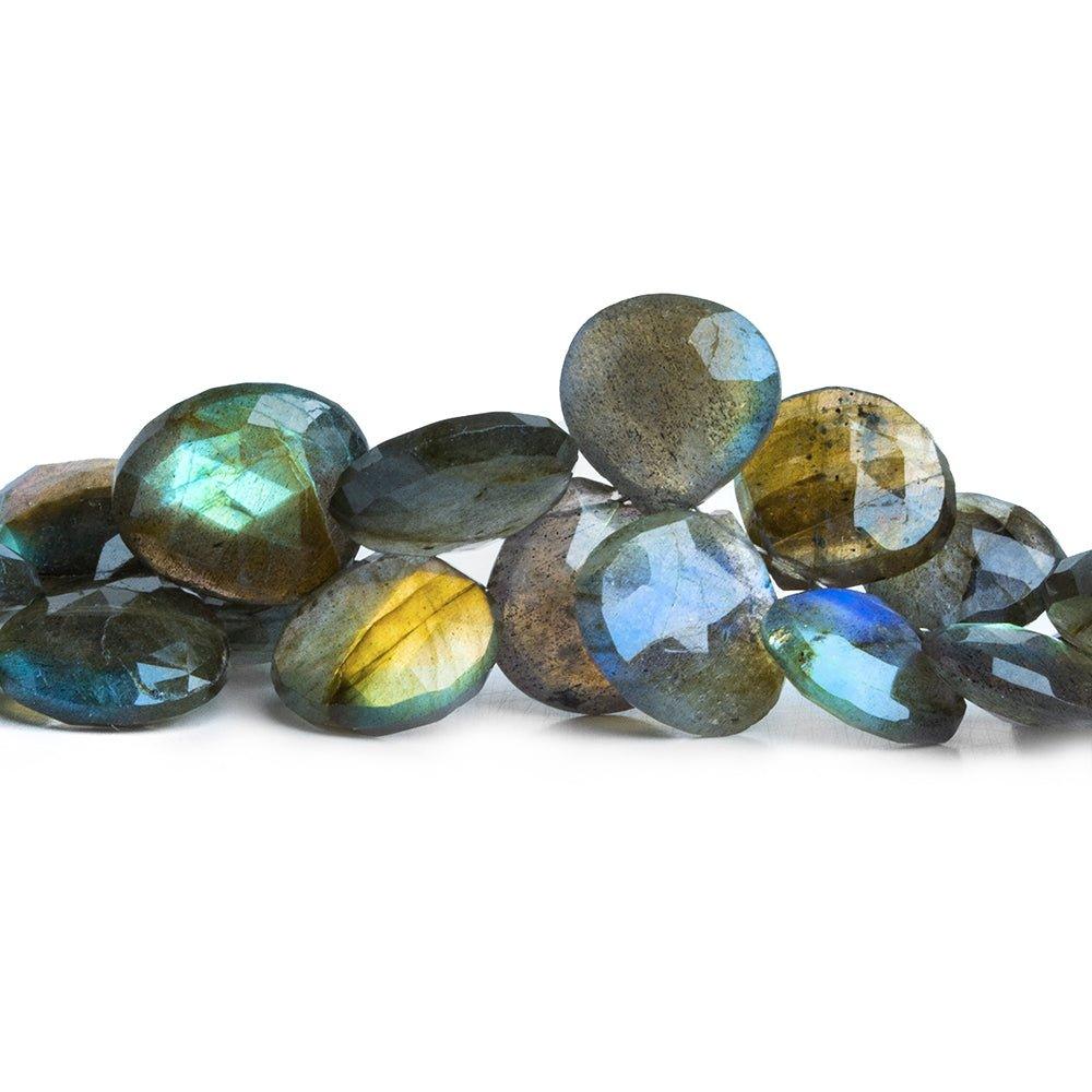 11x11-15x15mm Labradorite Faceted Hearts 8 inch 44 beads - The Bead Traders