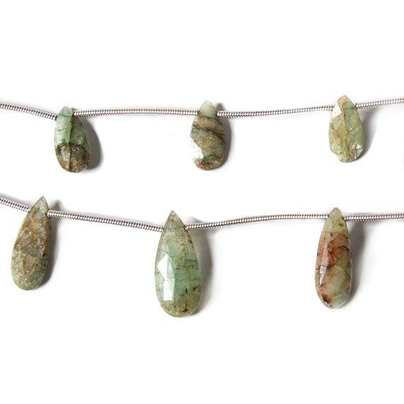 11x6-18x8mm Organic Green Kyanite Faceted Pear - Lot of 6 strands - The Bead Traders