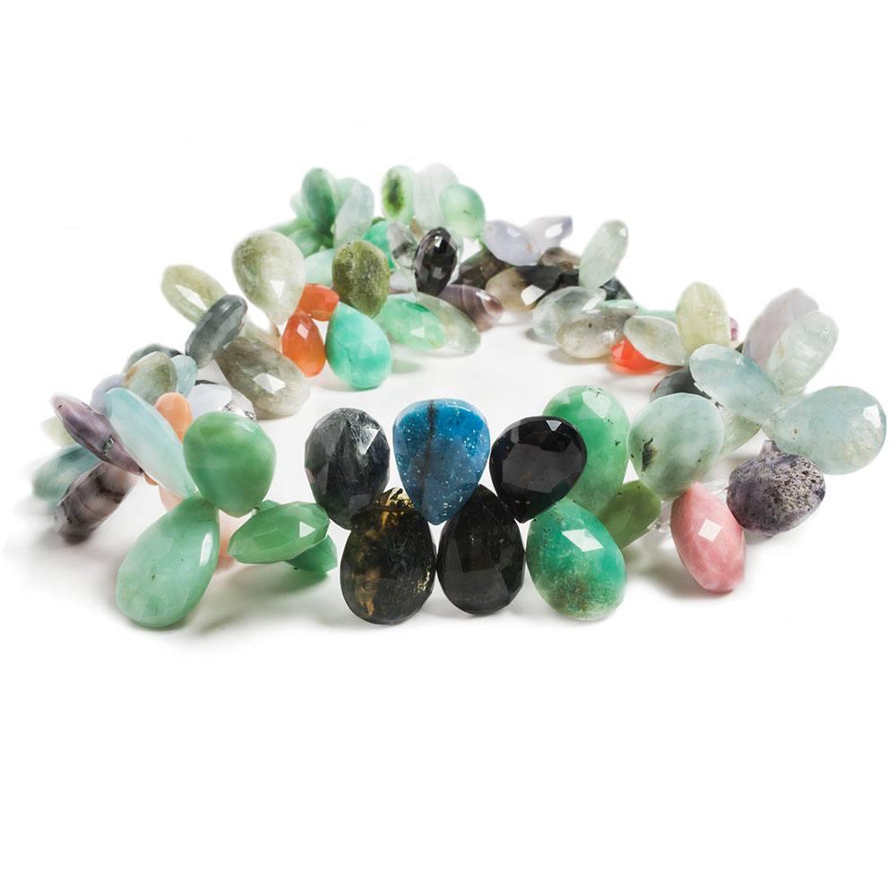11x7-16x11mm Multi Gemstone Faceted Pear Beads 15.5 inch 95 pieces - The Bead Traders