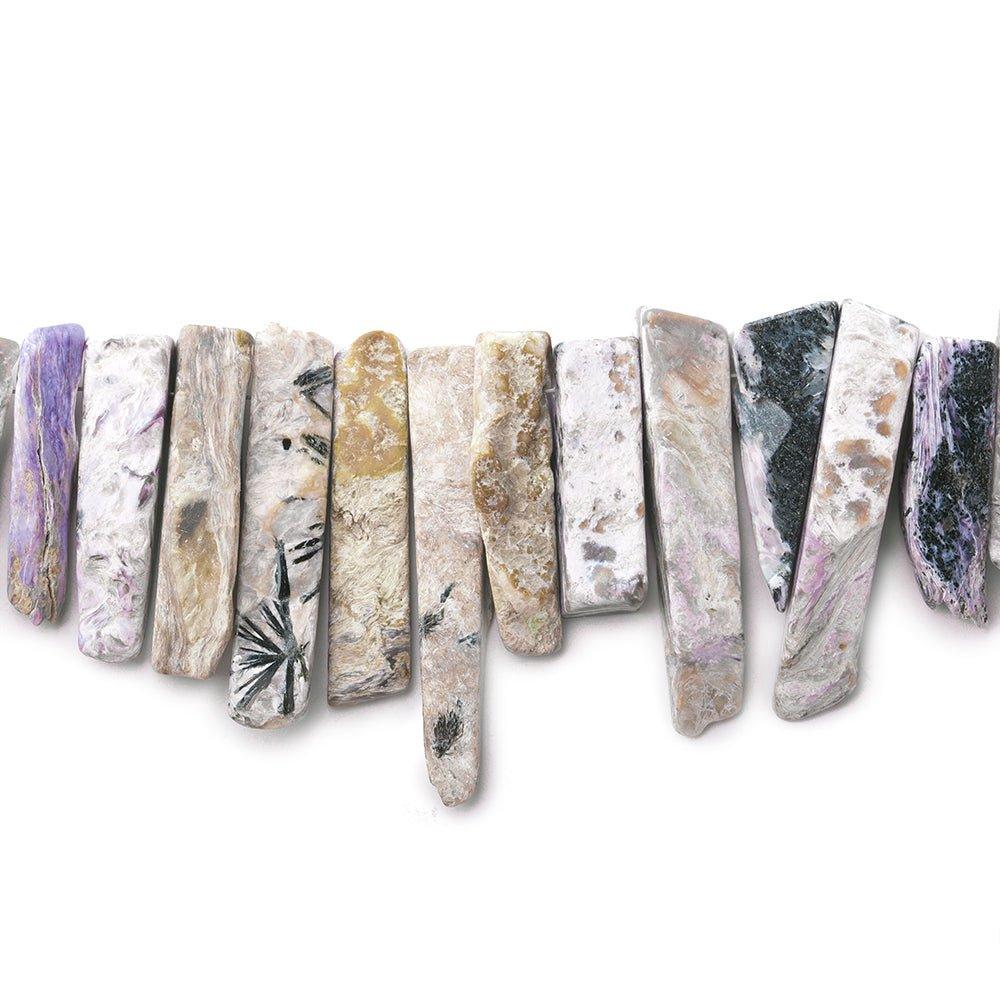 11x7-21x5mm Charoite top drilled elongated chip beads 8 inch 34 pieces - The Bead Traders