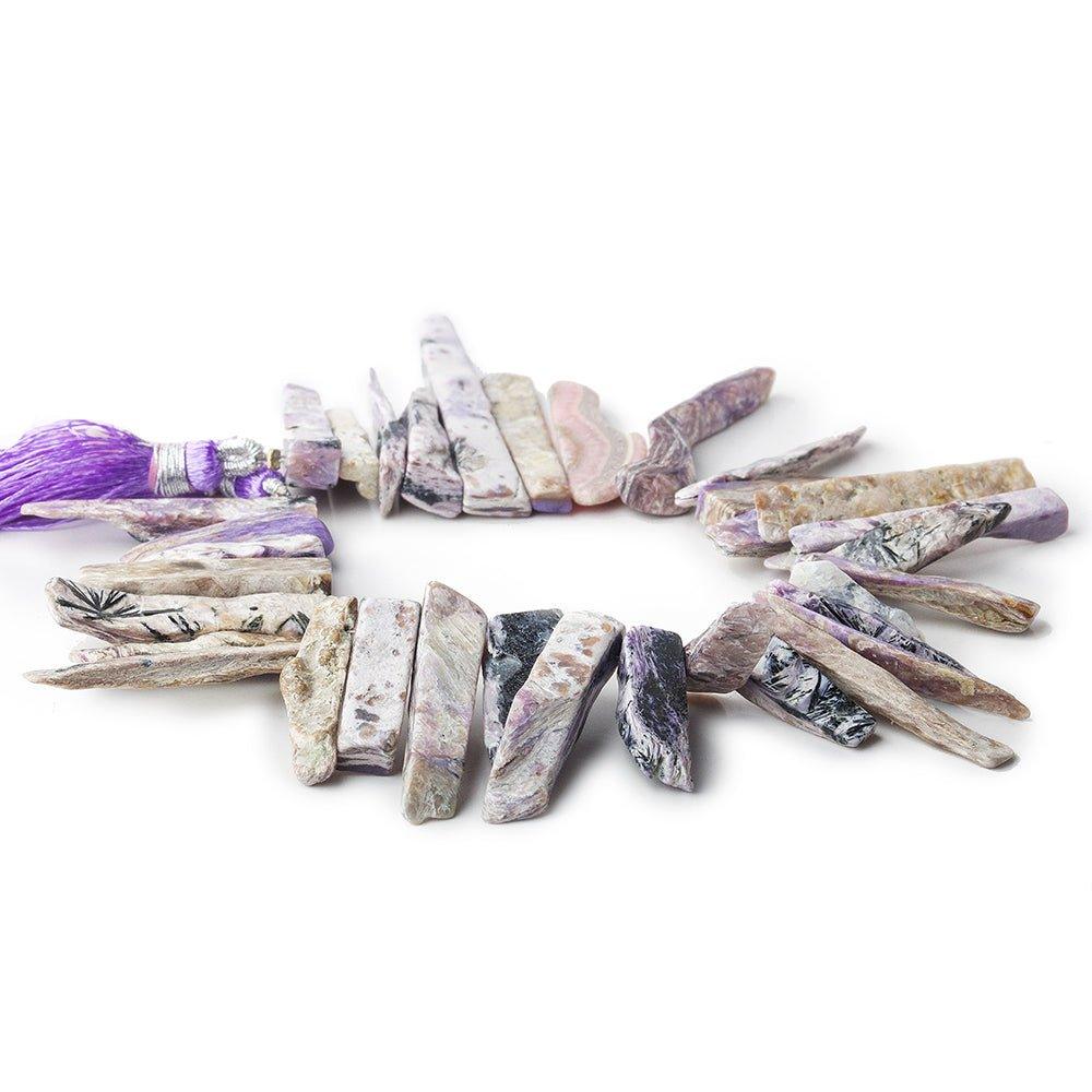 11x7-21x5mm Charoite top drilled elongated chip beads 8 inch 34 pieces - The Bead Traders