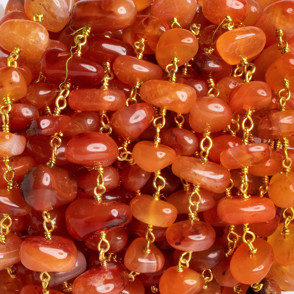 11x8mm Carnelian Plain Nugget Gold Plated Chain 25 beads - The Bead Traders