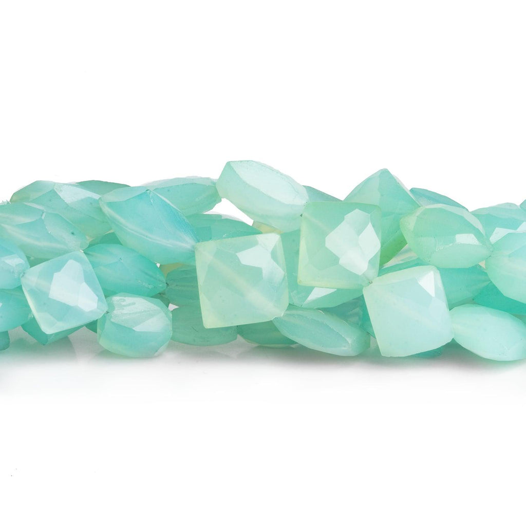 11x8mm Seablue Chalcedony Faceted Pillows 8 inch 16 beads - The Bead Traders
