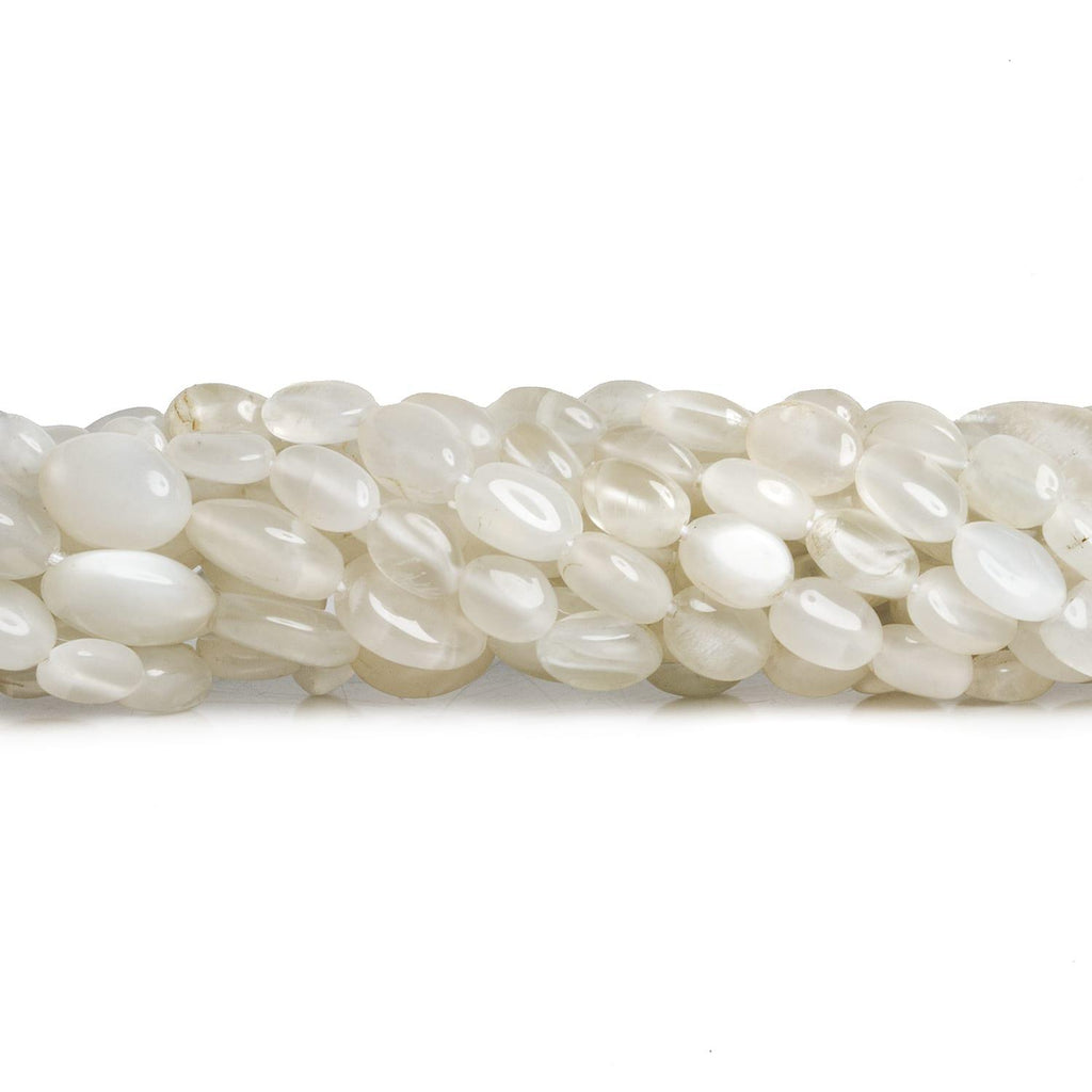 11x9mm White Moonstone Plain Ovals 14 inch 32 beads - The Bead Traders
