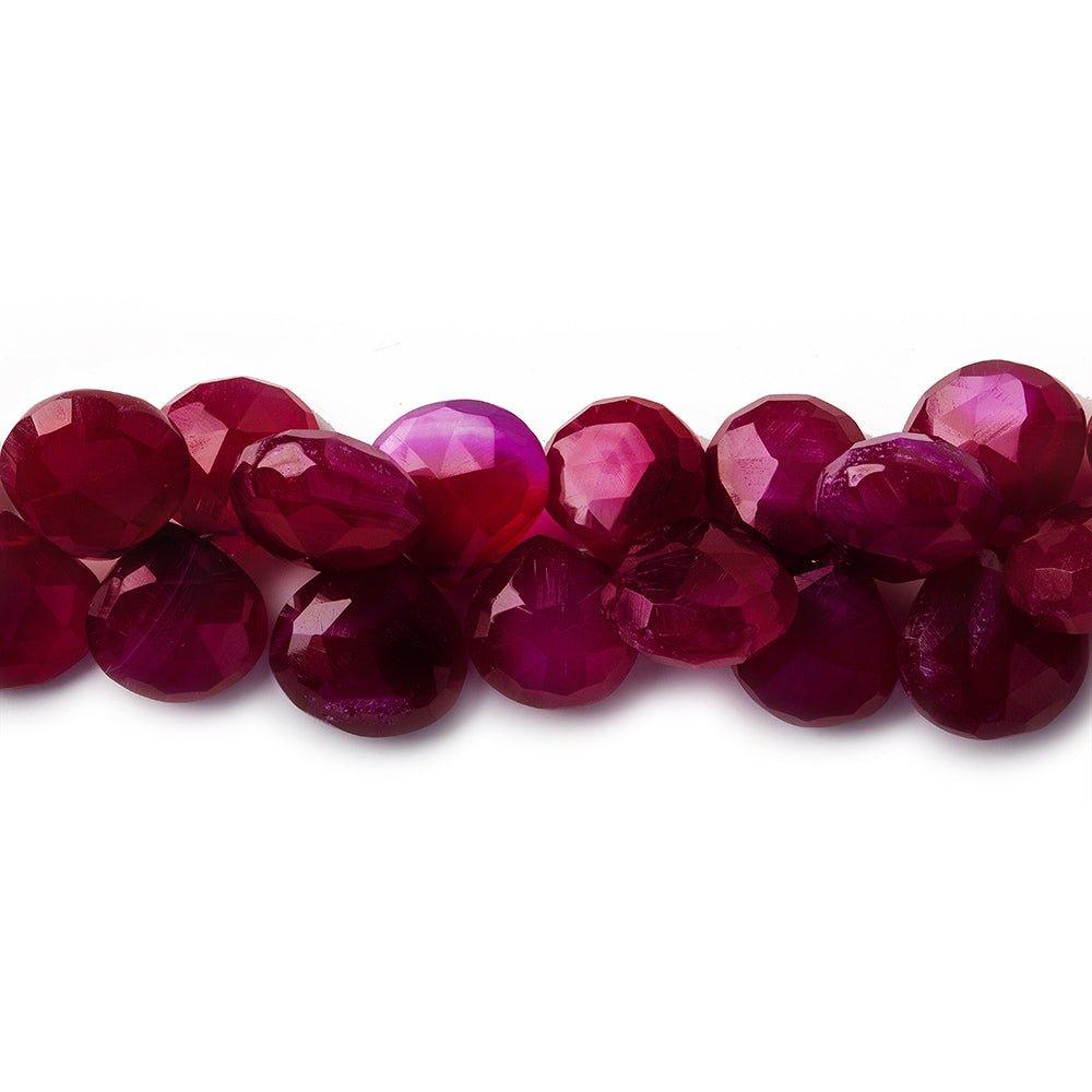 12-13mm Berry Pink Chalcedony Faceted Heart Beads 8 inch 43 pcs - The Bead Traders