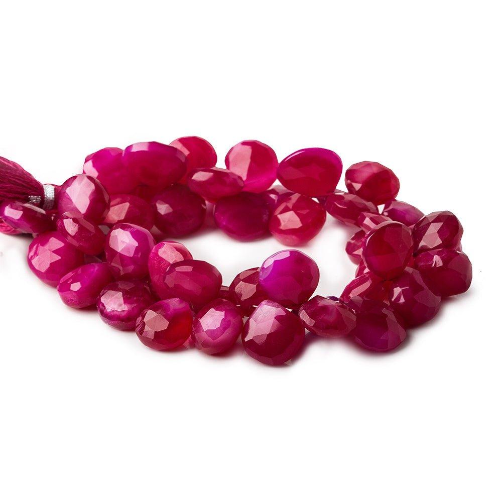 12-15mm Berry Pink Chalcedony Faceted Heart Beads 8 inch 50 pcs - The Bead Traders