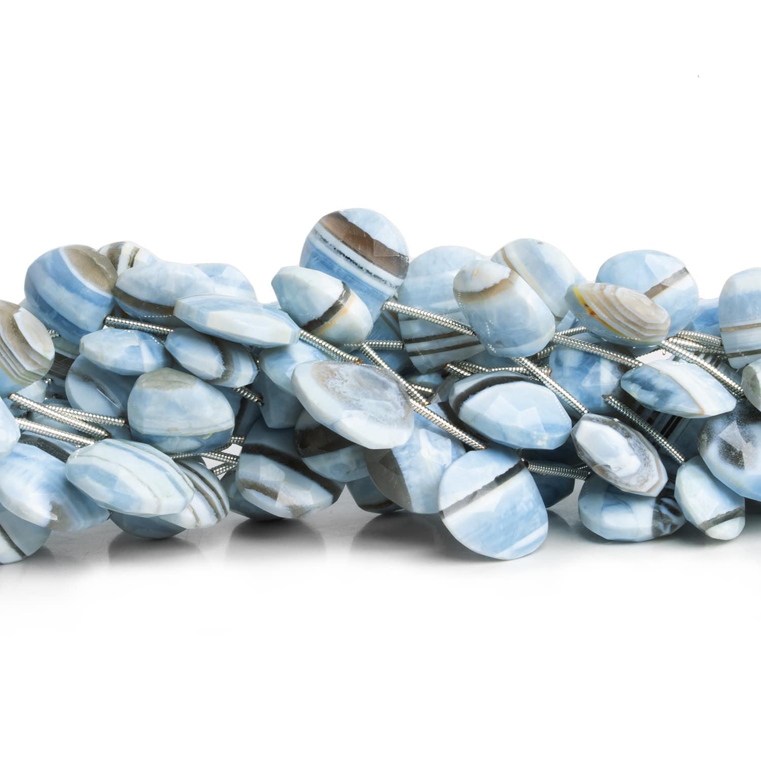 12-15mm Denim Opal Faceted Hearts 8 inch 11 beads - The Bead Traders