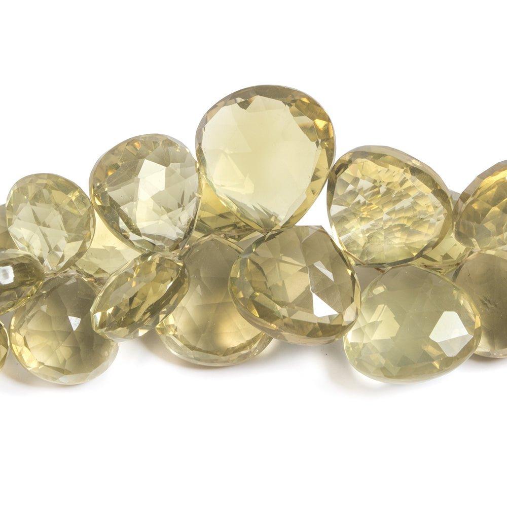 12-21mm Lemon Quartz Heart Briolette Beads 8 inch 41 pieces - The Bead Traders