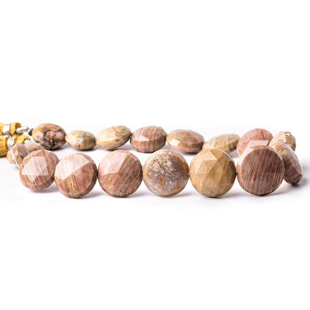 12mm-15mm Jasper Faceted Coin Beads 8.5 inch 17 pieces - The Bead Traders