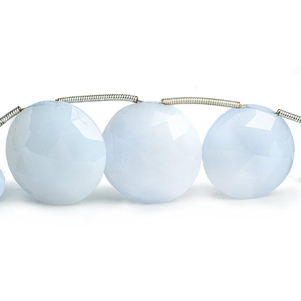 12mm-20mm Turkish Blue Chalcedony Top Drilled Faceted Coin Beads 9 inch 11 pieces - The Bead Traders