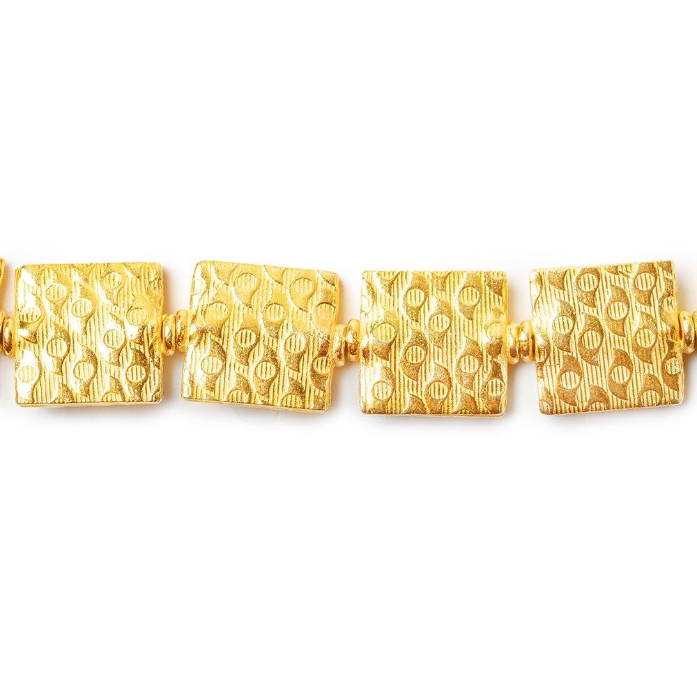 12mm 22kt Gold Plated Copper Eye Embossed Square Beads, 8 inch - The Bead Traders