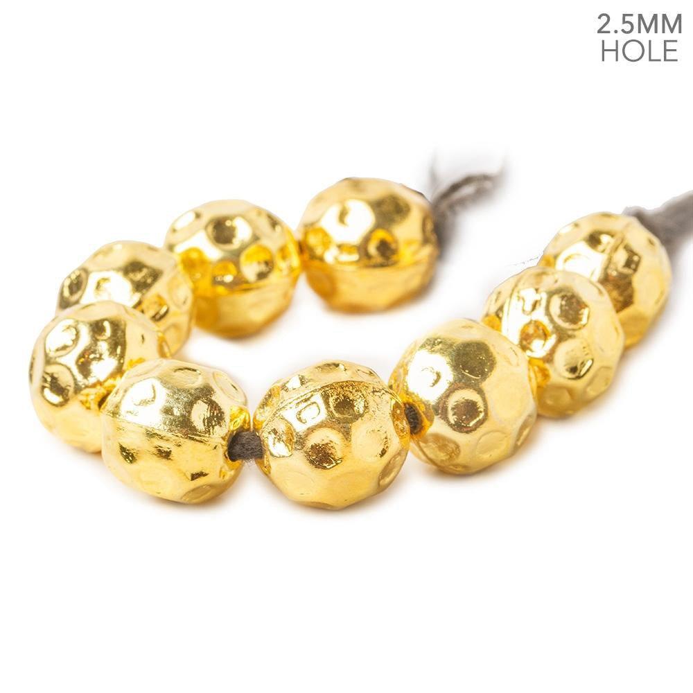 12mm 22kt Gold plated Copper Large Hole Honeycomb Round Beads 4 inch 9 pieces - The Bead Traders