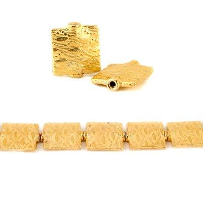 12mm 22kt Gold Plated Copper Sunset Embossed Square Beads, 8 inch - The Bead Traders