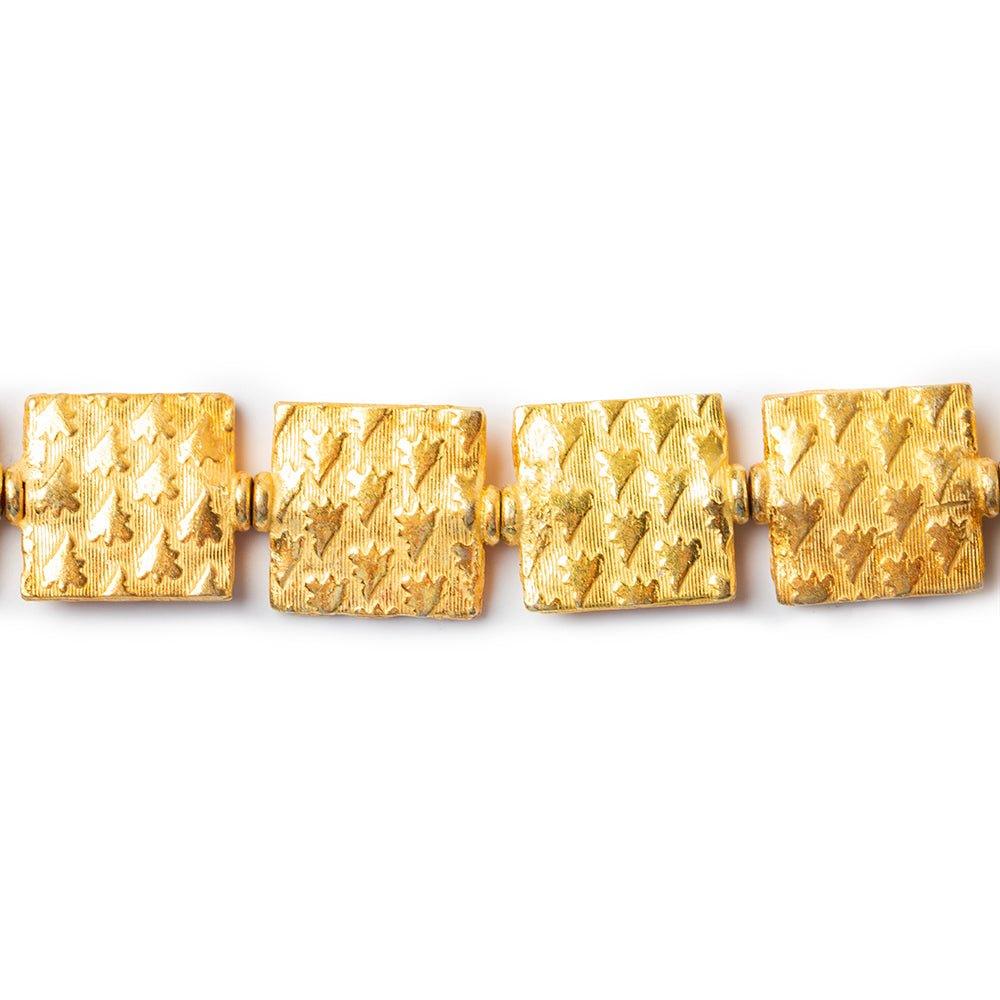 12mm 22kt Gold Plated Copper Tree Embossed Square Beads, 8 inch, 15 beads - The Bead Traders
