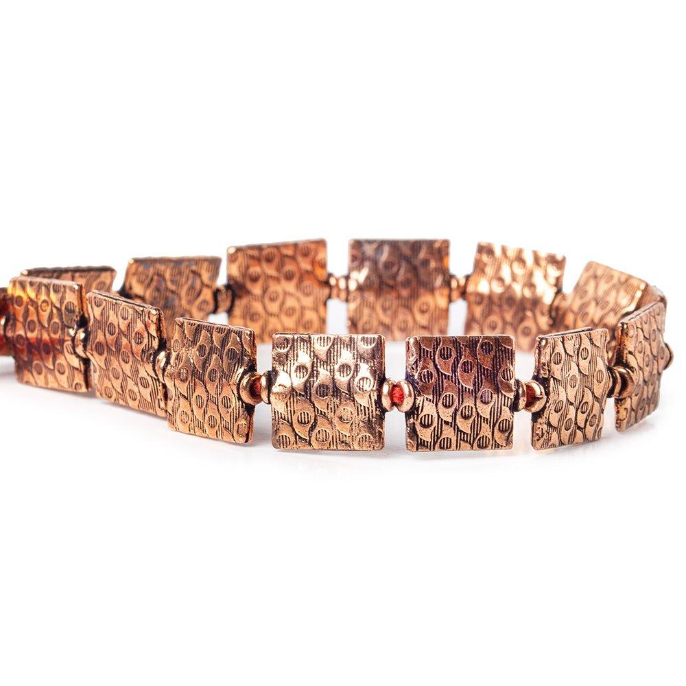 12mm Antiqued Copper Eye Embossed Square Beads, 8 inch, 15 beads - The Bead Traders