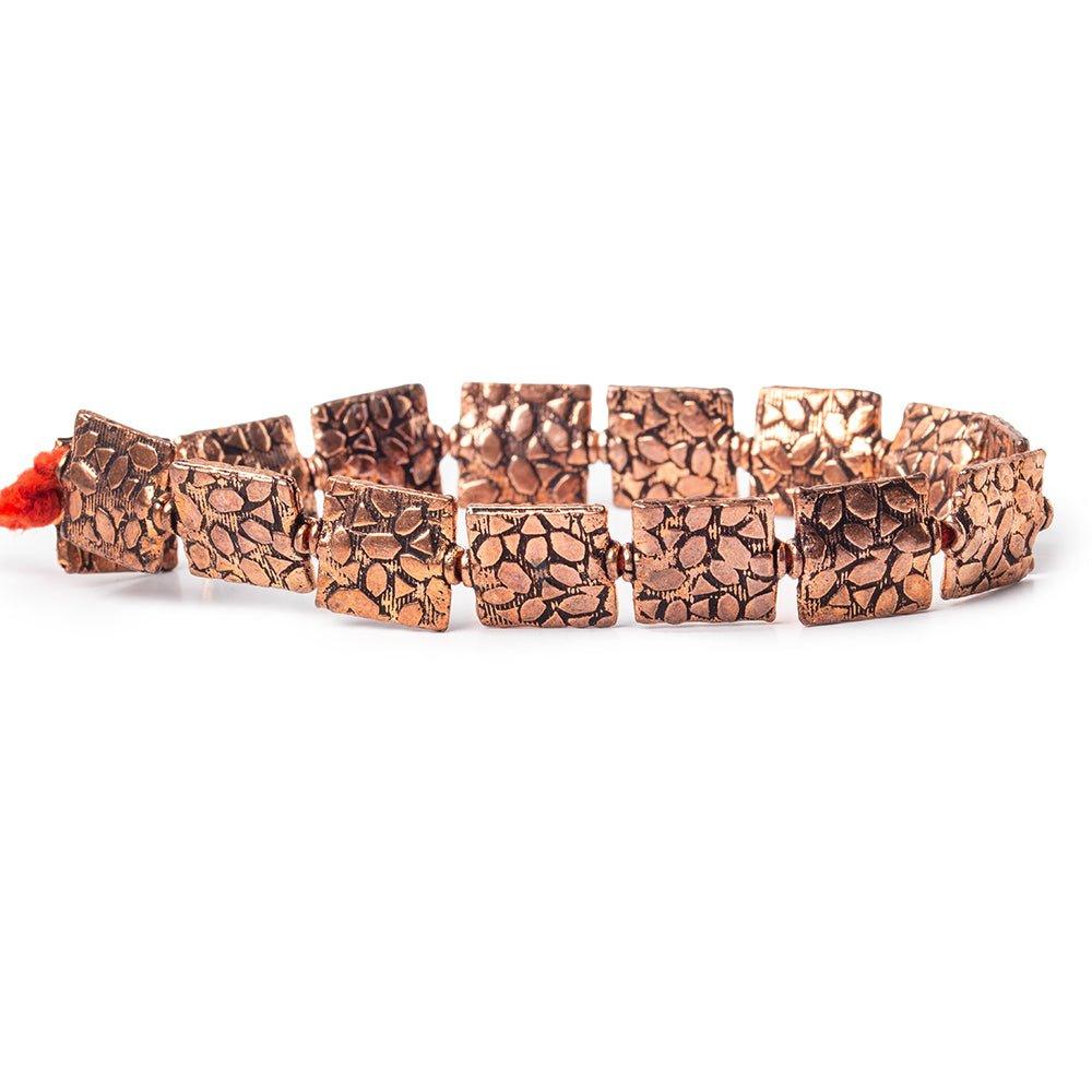 12mm Antiqued Copper Large Cobblestone Embossed Square Beads, 8 inch, 15 beads - The Bead Traders