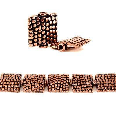 12mm Antiqued Copper Snakeskin Embossed Square Beads, 8 inch, 15 beads - The Bead Traders