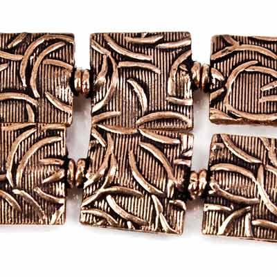 12mm Antiqued Copper Whisp Embossed Square Beads, 8 inch, 15 beads - The Bead Traders