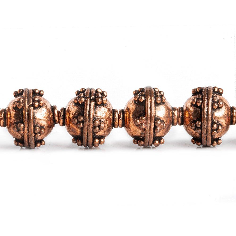 12mm Bali Style Copper Round Beads 8 inch 17 pieces - The Bead Traders