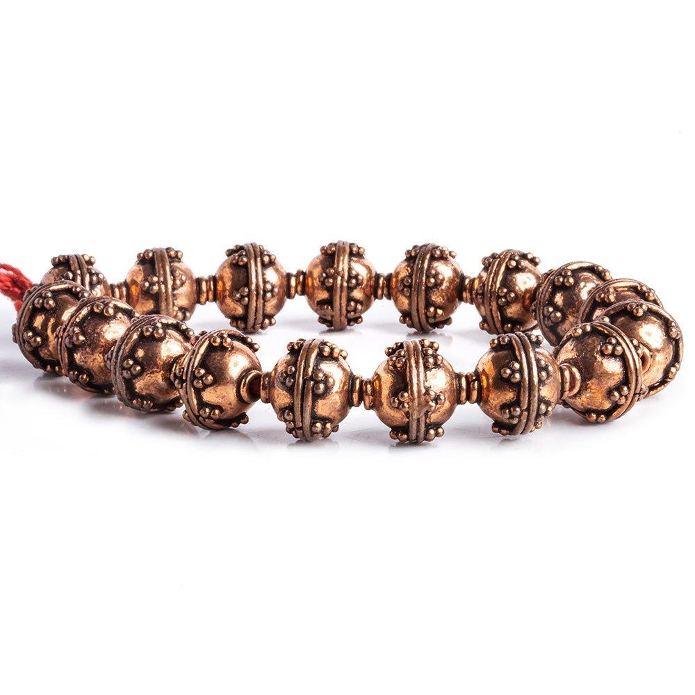 12mm Bali Style Copper Round Beads 8 inch 17 pieces - The Bead Traders