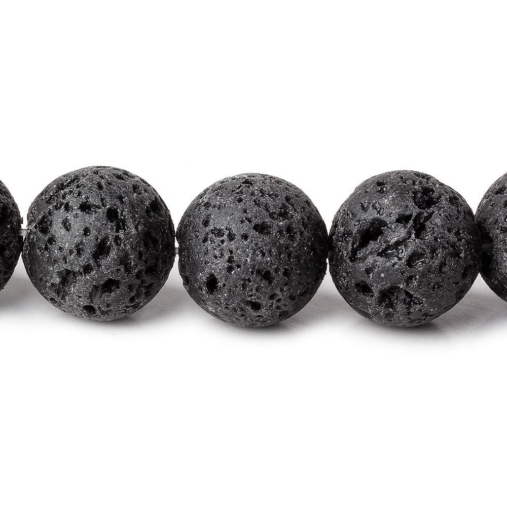12mm Black Lava Rock Round Beads 16 inch 41 pcs - The Bead Traders