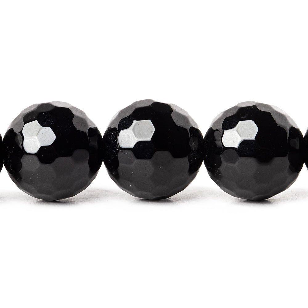 12mm Black Onyx faceted round Beads 15 inch 33 pieces - The Bead Traders