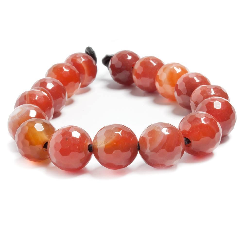 12mm Carnelian Agate large hole faceted rounds 7.5 inches 16 beads - The Bead Traders