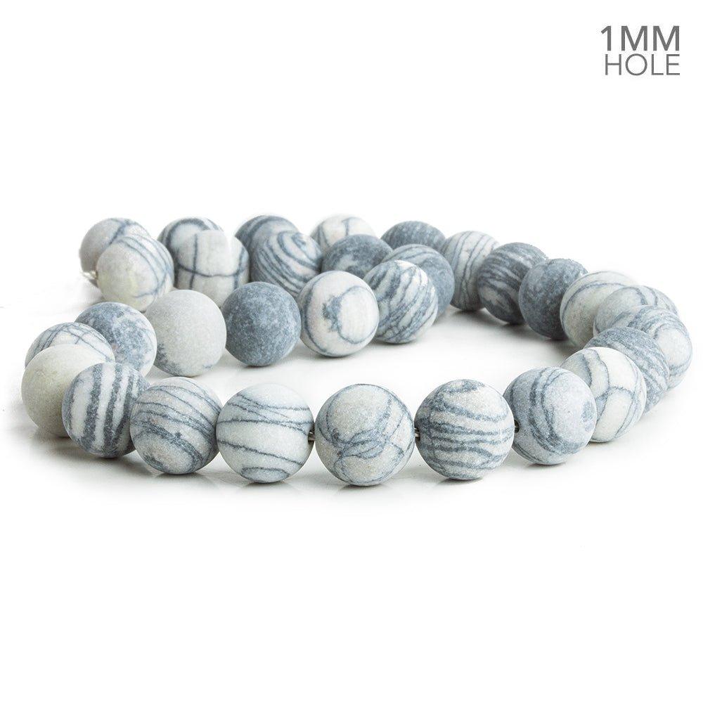 12mm Matte Silver Picasso Jasper Plain Round Beads 15 inch 32 pieces - The Bead Traders