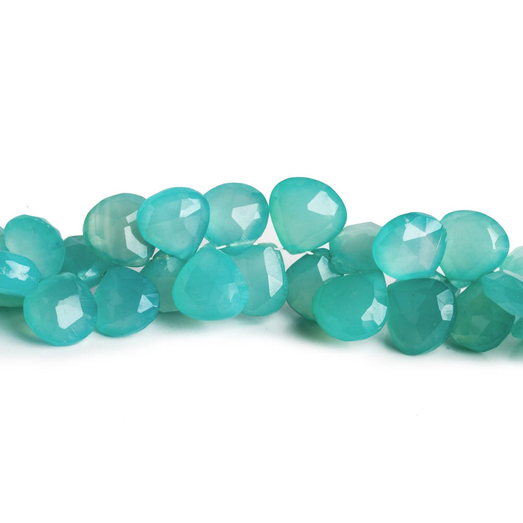 12mm Seablue Chalcedony Faceted Hearts 8 inch 50 beads - The Bead Traders