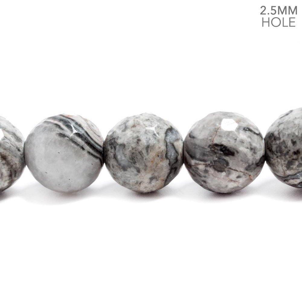 12mm Silver Leaf Jasper large hole faceted rounds 7.5 inches 17 beads - The Bead Traders
