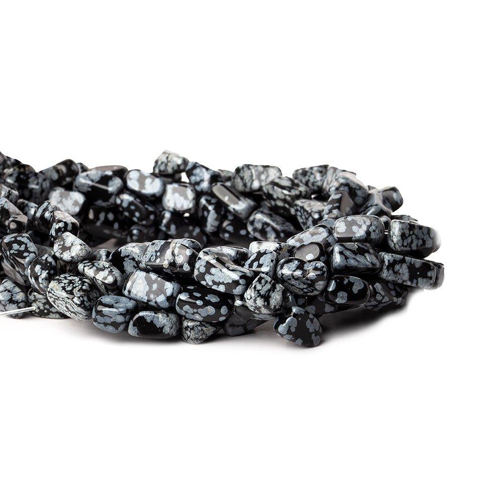 12mm Snowflake Obsidian Plain Nugget Beads, 14 inch - The Bead Traders