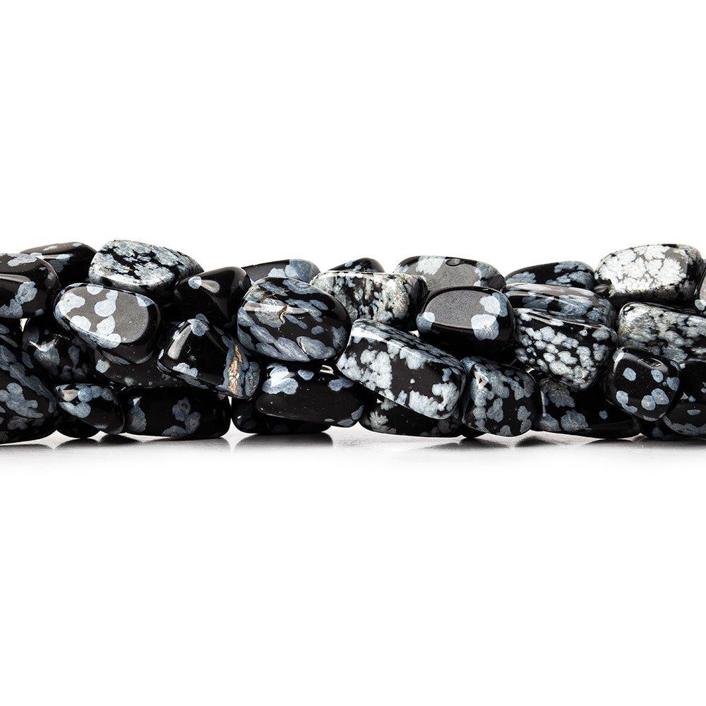 12mm Snowflake Obsidian Plain Nugget Beads, 14 inch - The Bead Traders