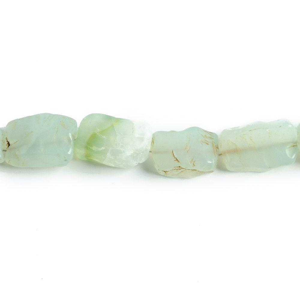 12x10-15x11mm Seafoam Aqua Agate Hammer Faceted Rectangle 8 inch 14 pcs - The Bead Traders