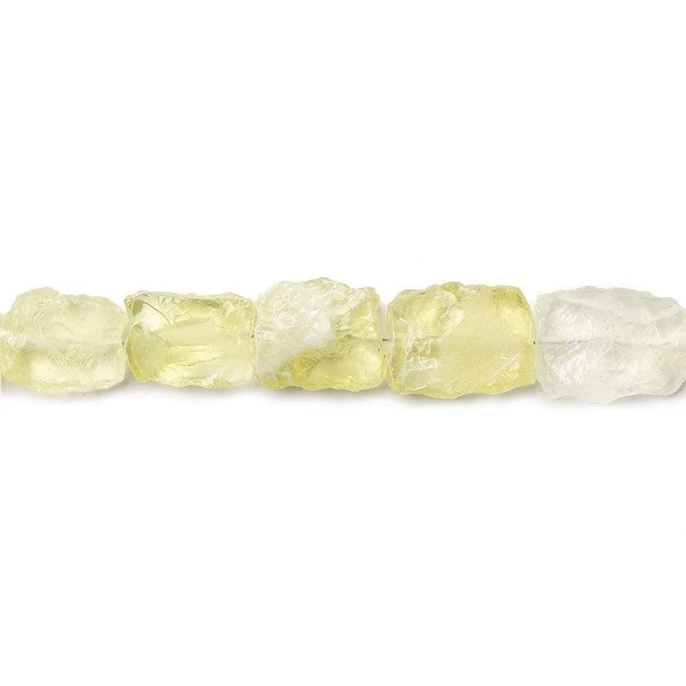 12x10-15x12mm Lemon Quartz Beads Hammer Faceted Rectangle 8 inch 16 pcs - The Bead Traders