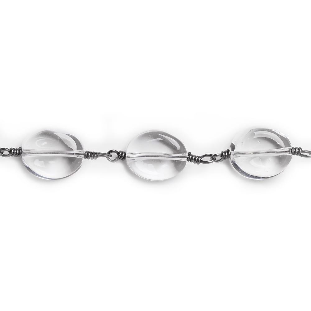 12x10mm Crystal Hydro Quartz plain oval Black Gold Chain by the foot 16 pieces - The Bead Traders