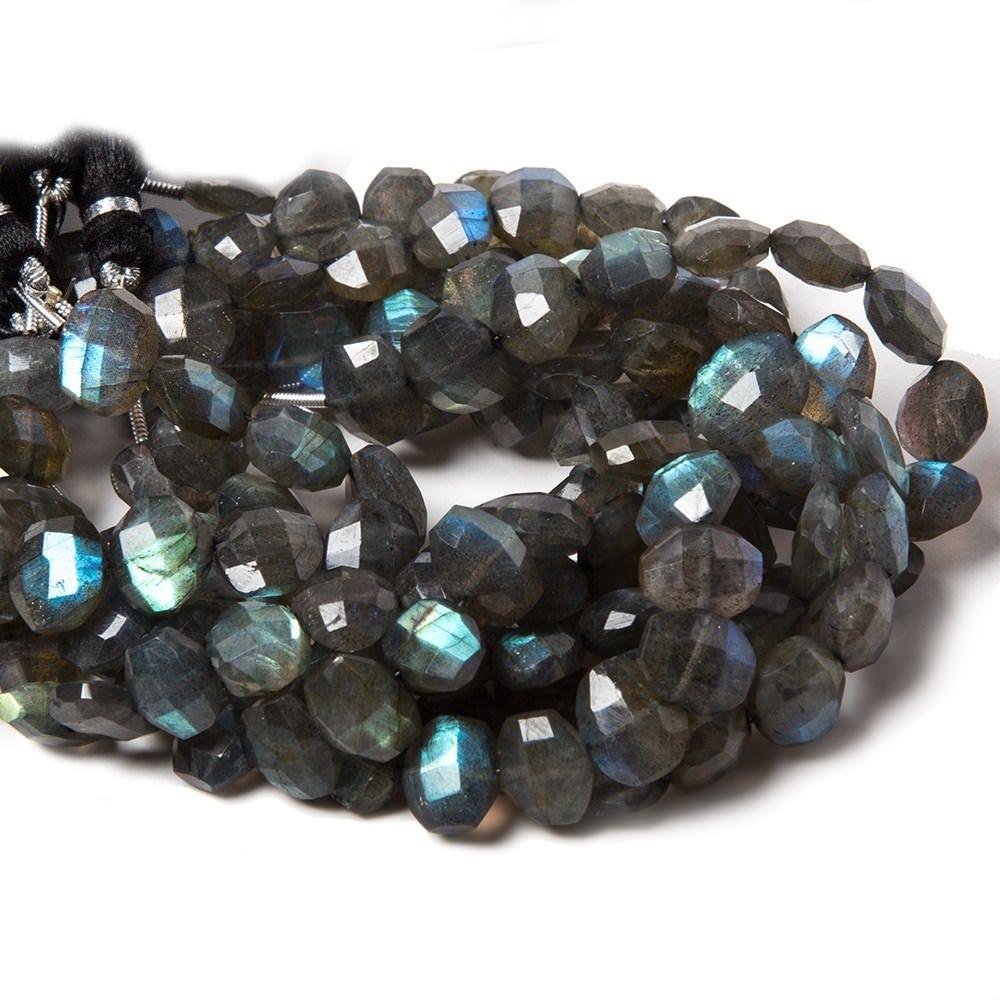 12x10mm Labradorite side drilled Faceted Cushion Beads 7 inch 16 pieces - The Bead Traders